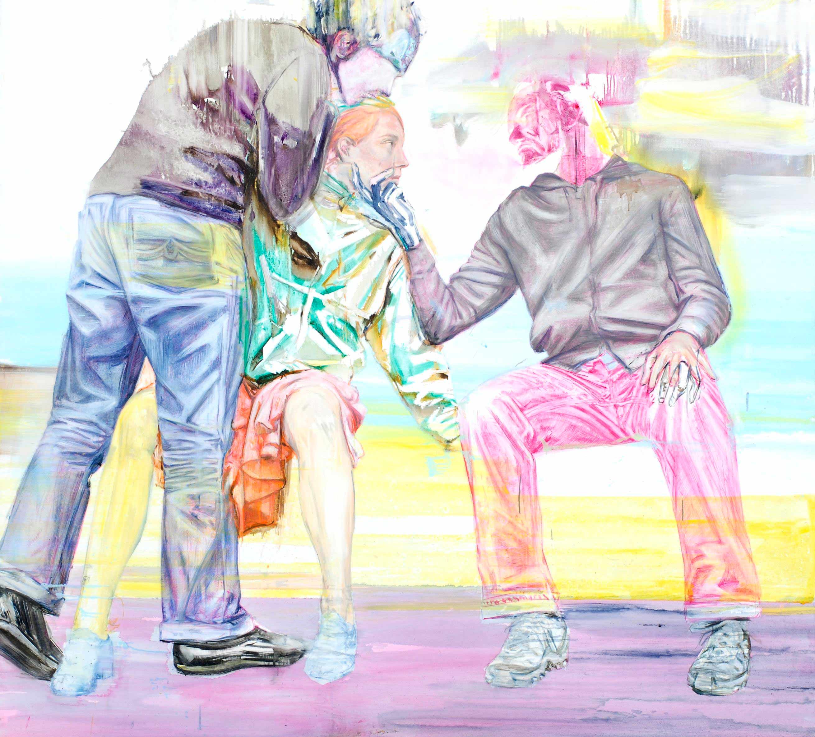 Les amis, huile sur toile@ (215 x 185 cm)